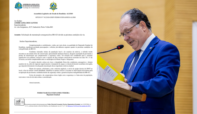 Pedro Fernandes solicita manutenção emergencial na BR-421 e alerta para riscos à população